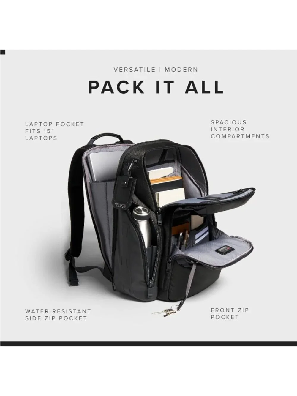 Stylish Black Backpack, 17